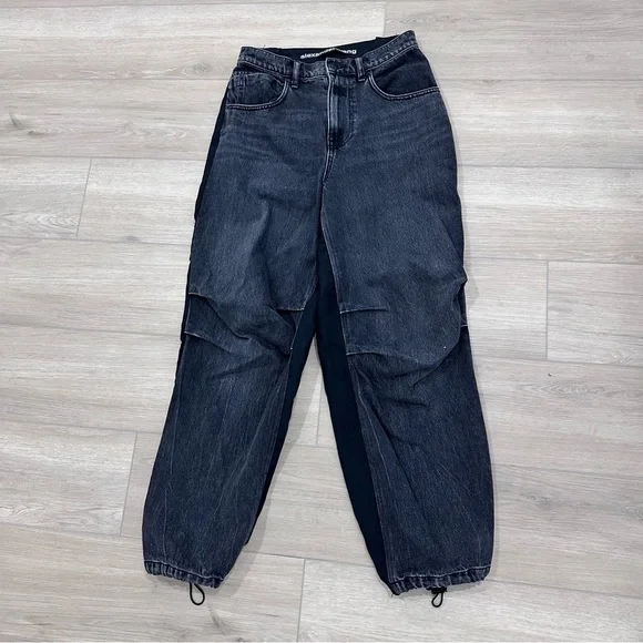 ALEXANDER WANG pack mix hybrid high waisted cargo jeans black size 25 - Picture 4 of 12